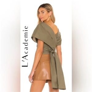 L’Academie Fantasia Wrap Top in Olive Green